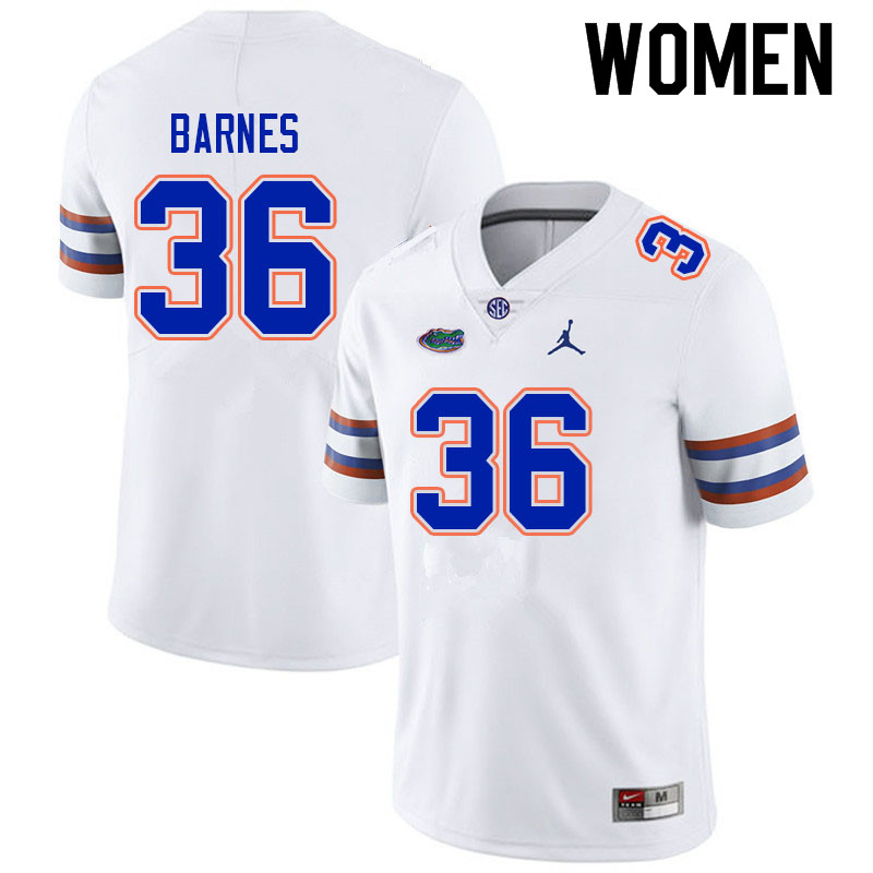 Women #36 Cornelius Barnes Florida Gators College Football Jerseys Sale-White - Click Image to Close